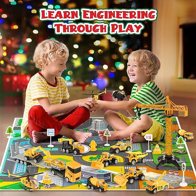 🎁Christmas Gift 50%OFF！！！🚗Kids Advent Calendar for Boys: Alloy Construction Engineering Vehicle Toy Sets