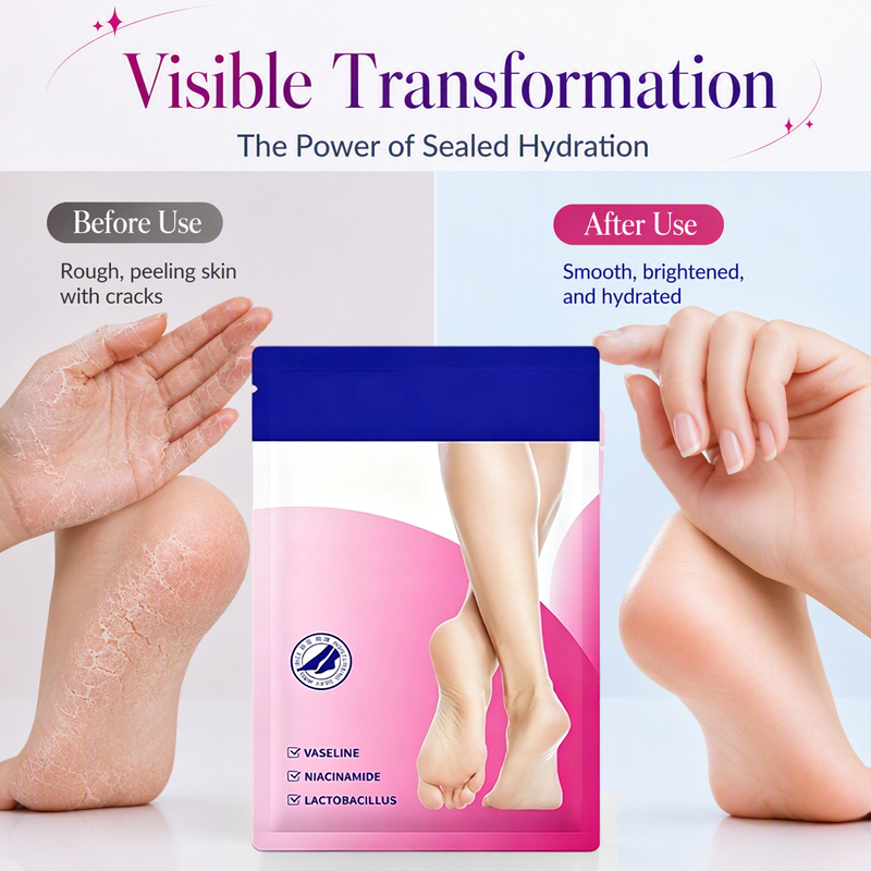 🔥50% OFF! Moisturizing Foot Mask for Dry Cracked Feet – Deep Hydration & Exfoliation for Baby-Soft Skin! 🦶✨