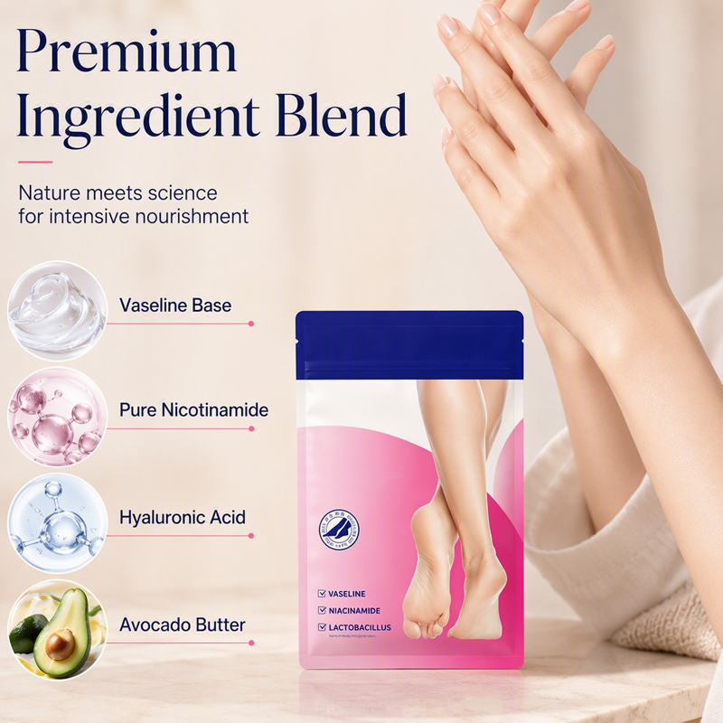 🔥50% OFF! Moisturizing Foot Mask for Dry Cracked Feet – Deep Hydration & Exfoliation for Baby-Soft Skin! 🦶✨