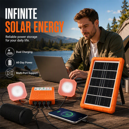 🔥 LIMITED TIME 50% OFF! Portable Solar Power Station + 2 LED Lights – Power Anywhere, Anytime ☀️🔋