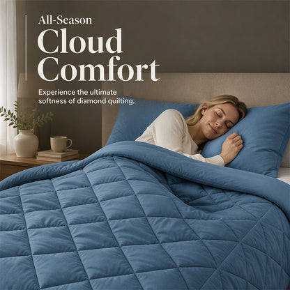 🛏️50% OFF NOW! 3-Piece Quilted Comforter Set with Shams – All Season Cloud Soft Bedding Set, Diamond Quilted Bed Comforter for Bedroom Guest Room