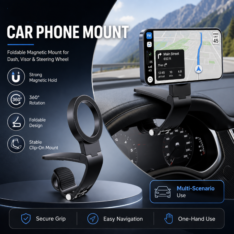Universal Folding Magnetic Car Phone Mount