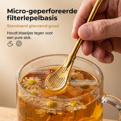 📢📢 Buy 1 Get 1 Free!! ⏰ 2-in-1 Tea Strainer, Tea Spoon, and Straw