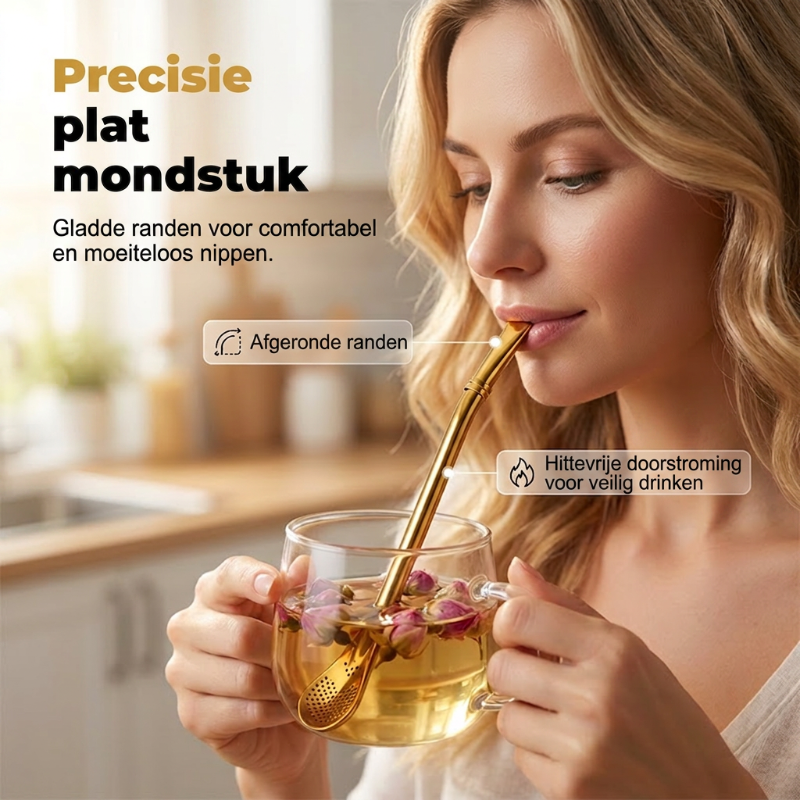 📢📢 Buy 1 Get 1 Free!! ⏰ 2-in-1 Tea Strainer, Tea Spoon, and Straw