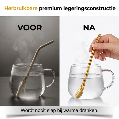📢📢 Buy 1 Get 1 Free!! ⏰ 2-in-1 Tea Strainer, Tea Spoon, and Straw