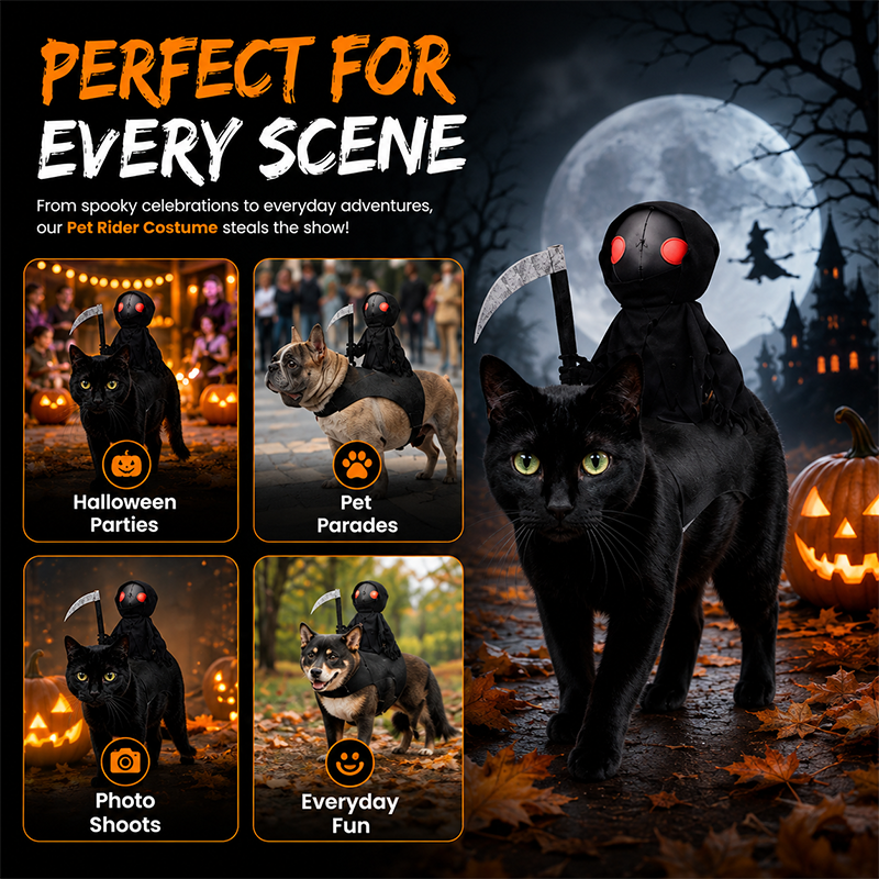 Funny Halloween Reaper Rider Pet Costumer