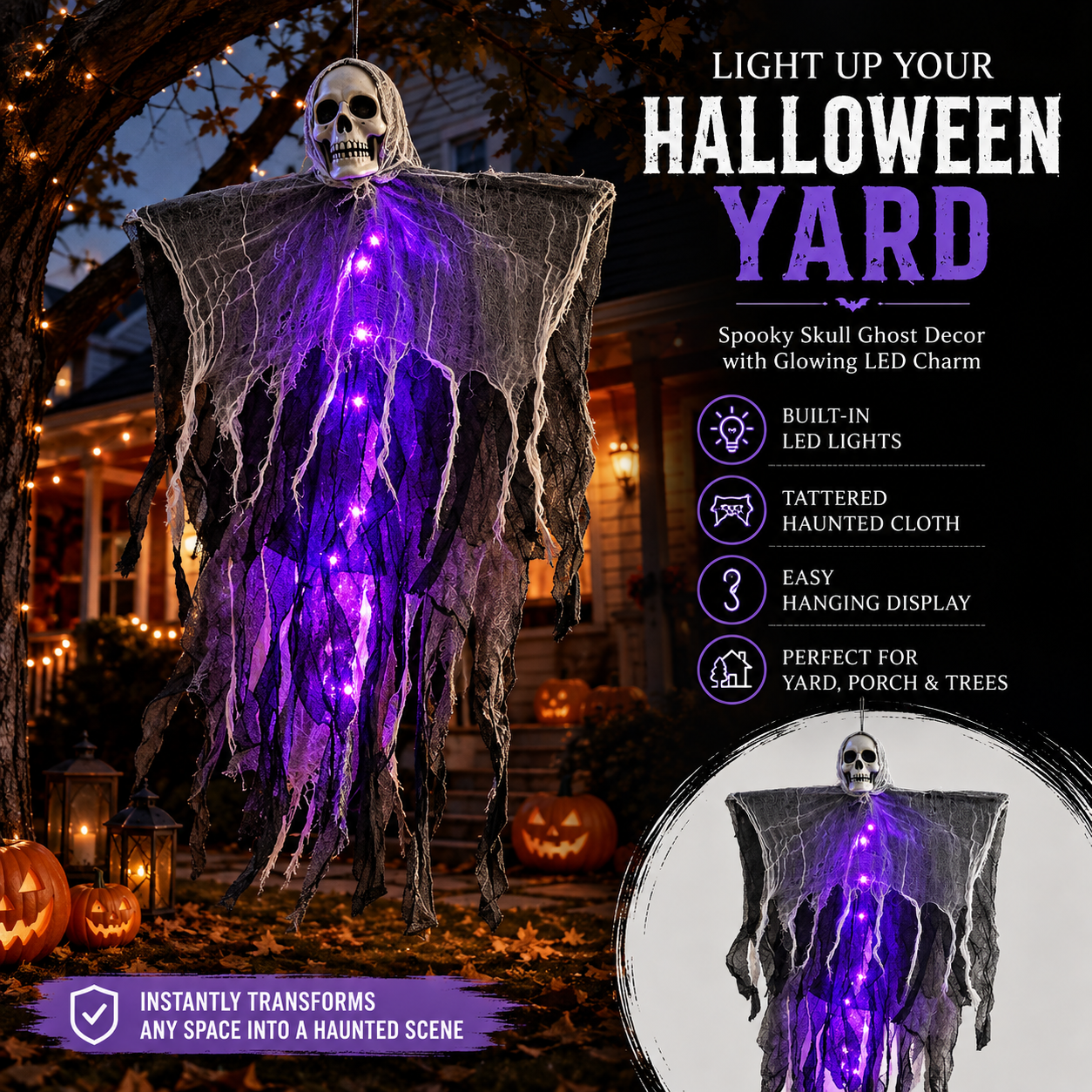 Halloween Hanging Ghost with LED Lights