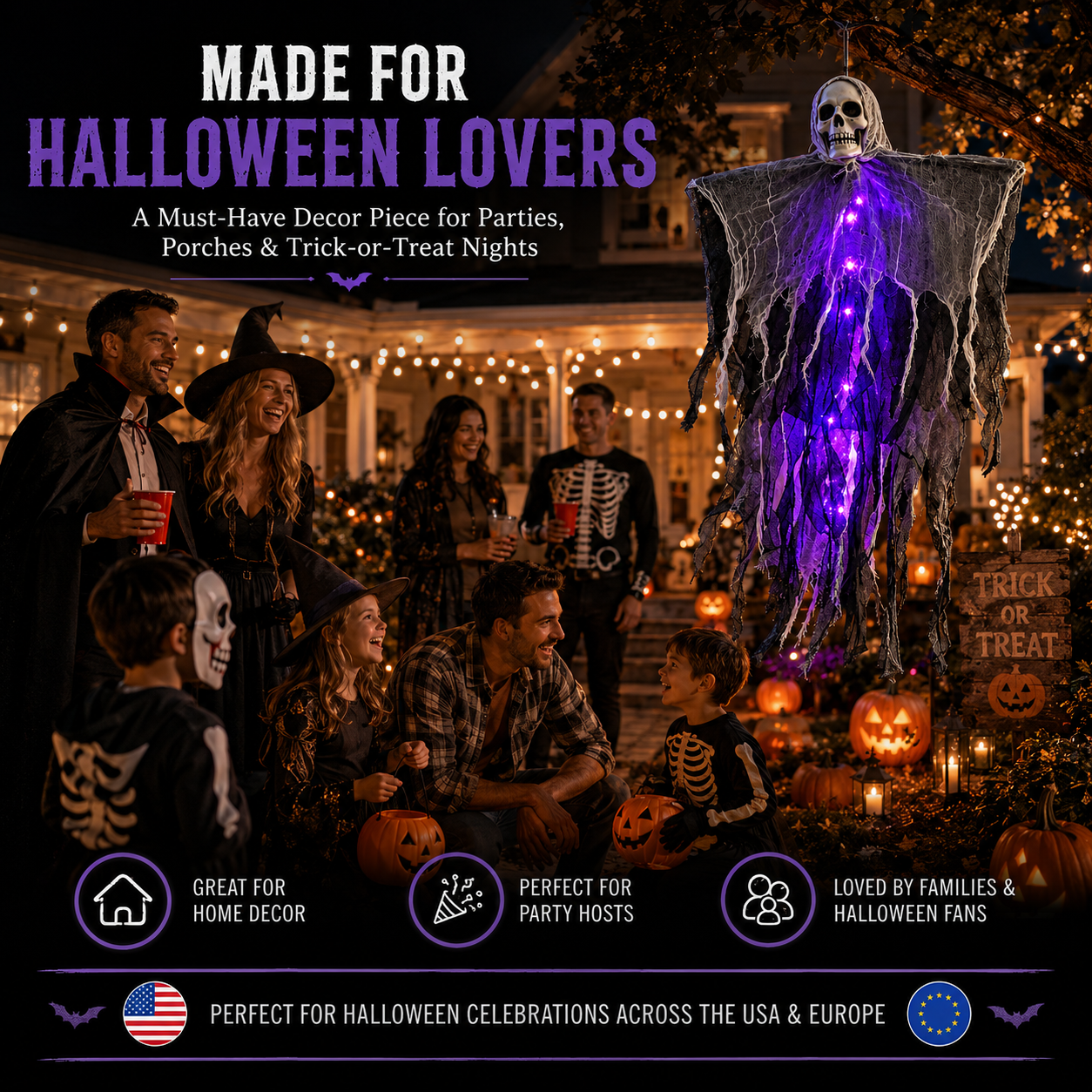 Halloween Hanging Ghost with LED Lights
