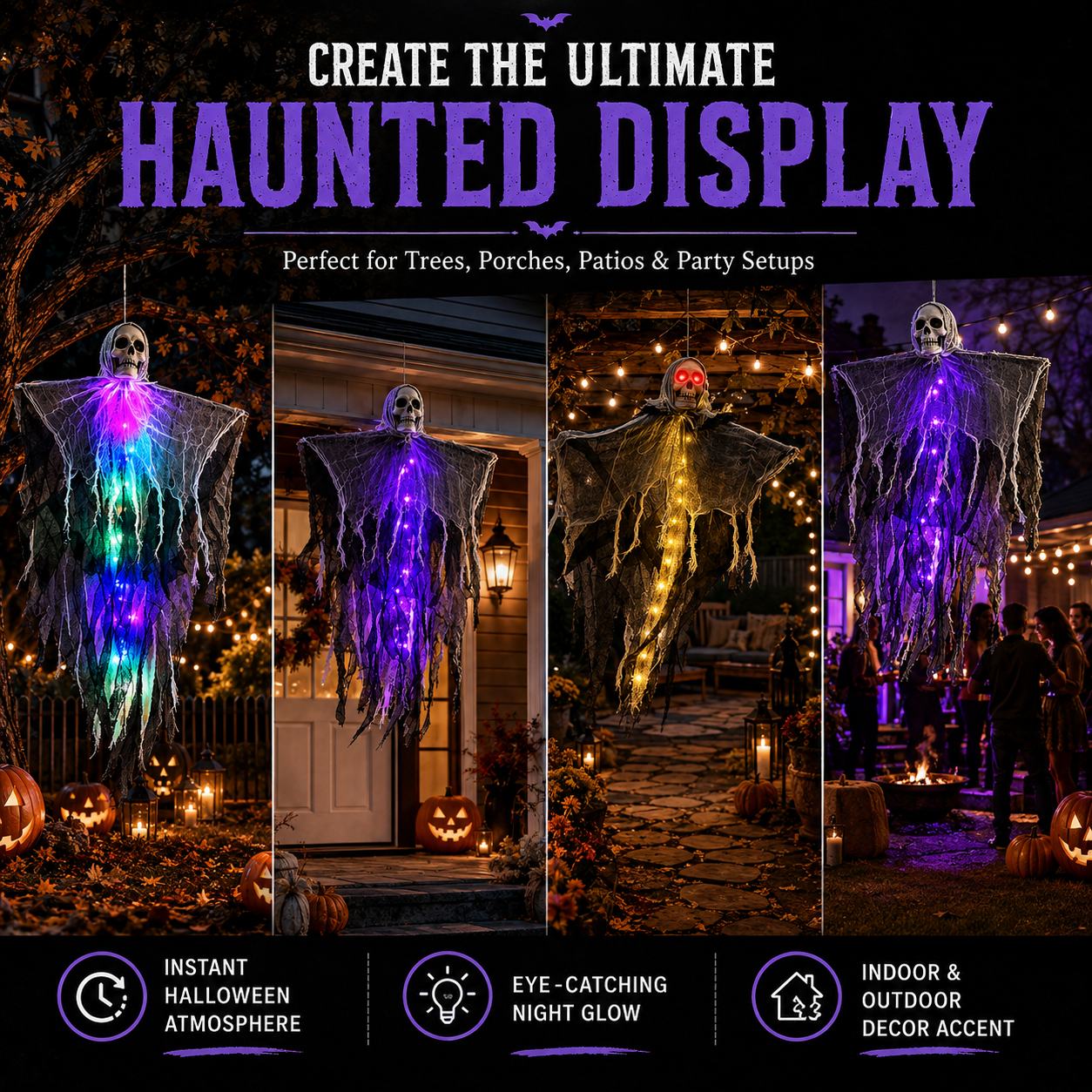 Halloween Hanging Ghost with LED Lights