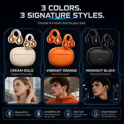 Open-Ear Clip-On Wireless Bluetooth Earbuds