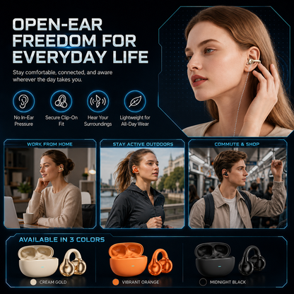 Open-Ear Clip-On Wireless Bluetooth Earbuds