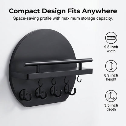 Wall Mount Key Holder with Shelf & Hooks