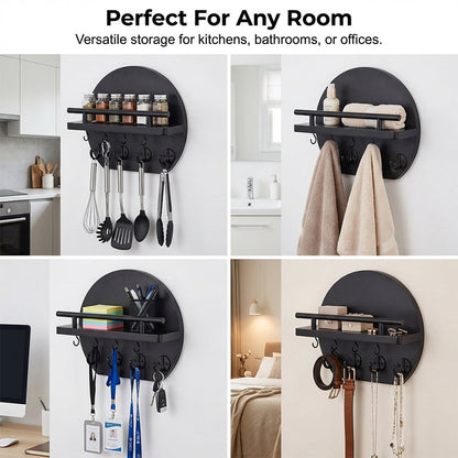 Wall Mount Key Holder with Shelf & Hooks