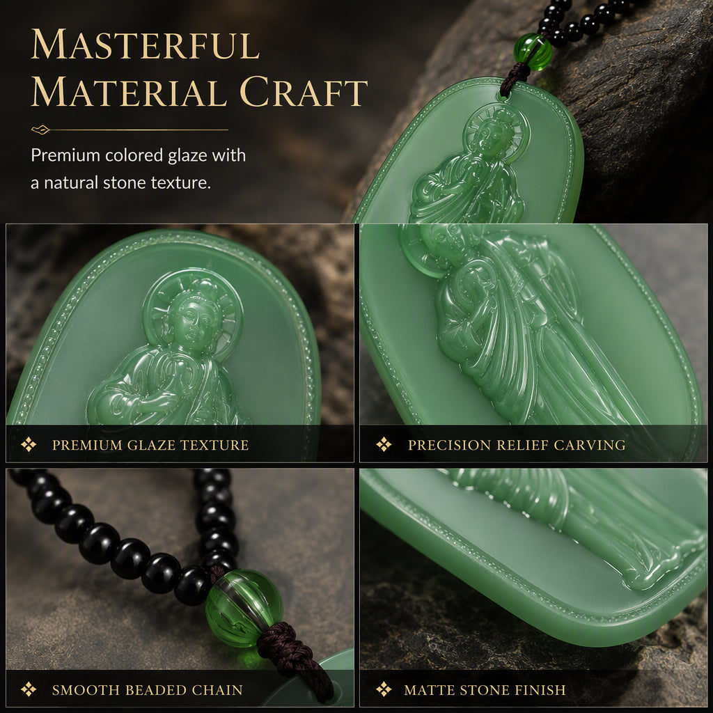 Religious Figure Beaded Pendant Necklace