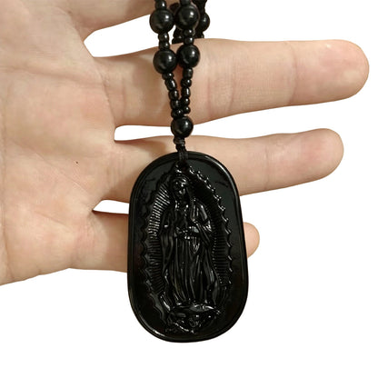 Religious Figure Beaded Pendant Necklace