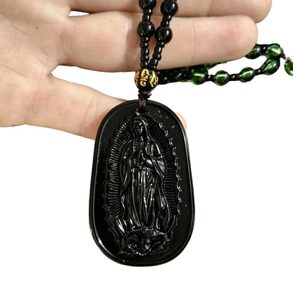 Religious Figure Beaded Pendant Necklace
