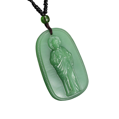 Religious Figure Beaded Pendant Necklace
