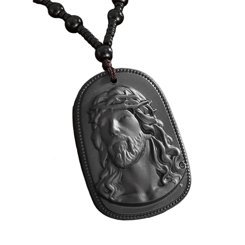 Religious Figure Beaded Pendant Necklace