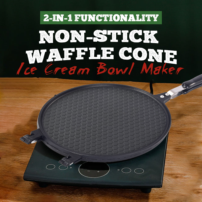 🔥 Non-Stick Dual-Use Pan – Perfect for Pancakes, Steaks & Waffle Cones! 🥞🥩🍦