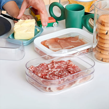 🍱50% OFF! 👀 Clear Fridge Storage Container with Lid – Transparent Visibility, Stackable Design & 3 Size Options – Organize Your Fridge Effortlessly ✨
