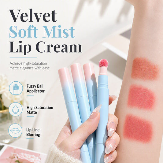 👄Soft Matte Finish Lipstick with Puff Applicator💑