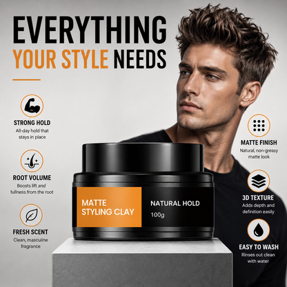 Men's Lightweight Strong Hold Hair Styling Clay