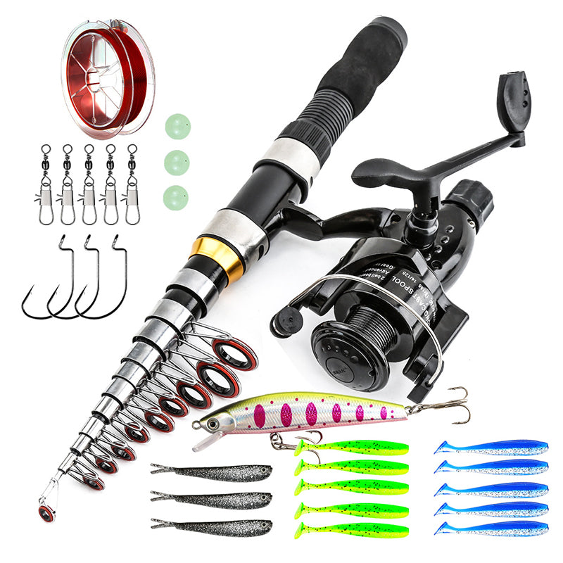 🎉 2026 Sale — Over 22,000 Sold!🎣 Complete Travel Fishing Gear Set‑Telescopic Fiberglass Rod with Storage Bag 🎒