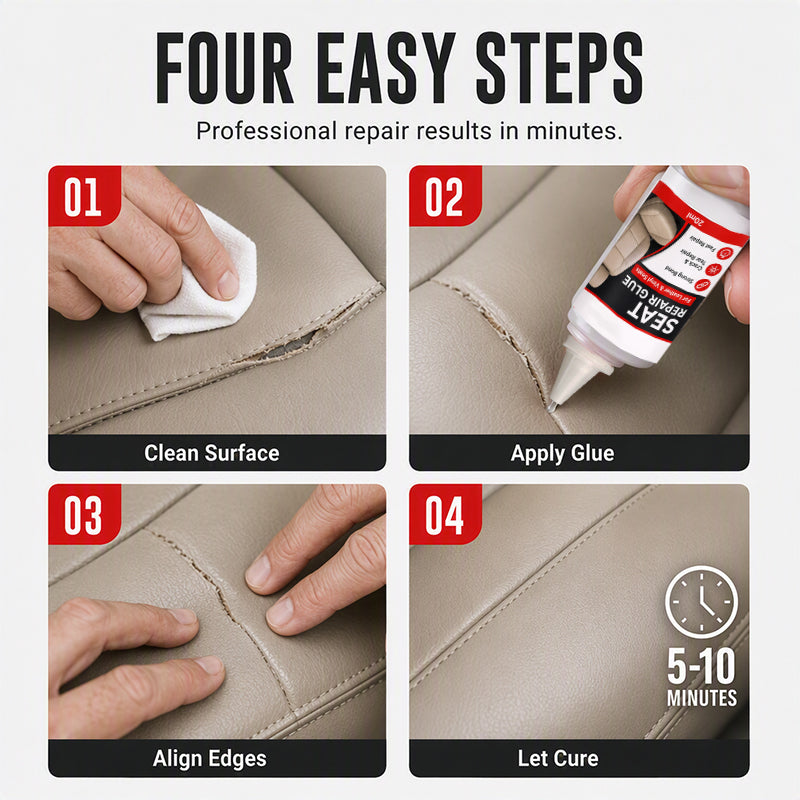 🚗Buy 2 Get 1 Free! Quick Dry Car Seat Leather Repair Glue‑ Precision Nozzle Vinyl & Leather Adhesive, Permanent Bond Repair Glue for Car Seats, Sofas & Leather Furnitures