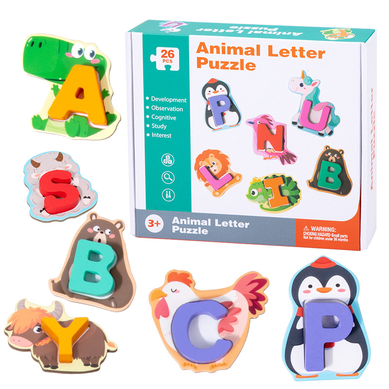 🔤 26-Piece Wooden Letter & Animal Matching Toy – Hands-On Alphabet Mastery, Vibrant Animal Illustrations & Child-Safe Design – Learning Made Fun ✨