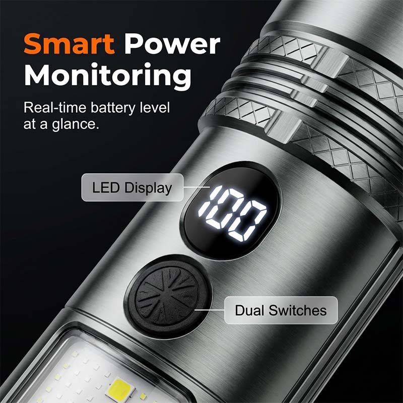 Rechargeable Flashlight with Digital Display