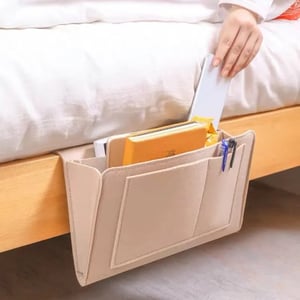 🛏️Bedside Hanging Storage Bag‑Multi‑Pocket Bed Caddy Organizer, Felt Hanging Pouch for Dorm Bunk Bed Hold Tablet Book Phone Stationery