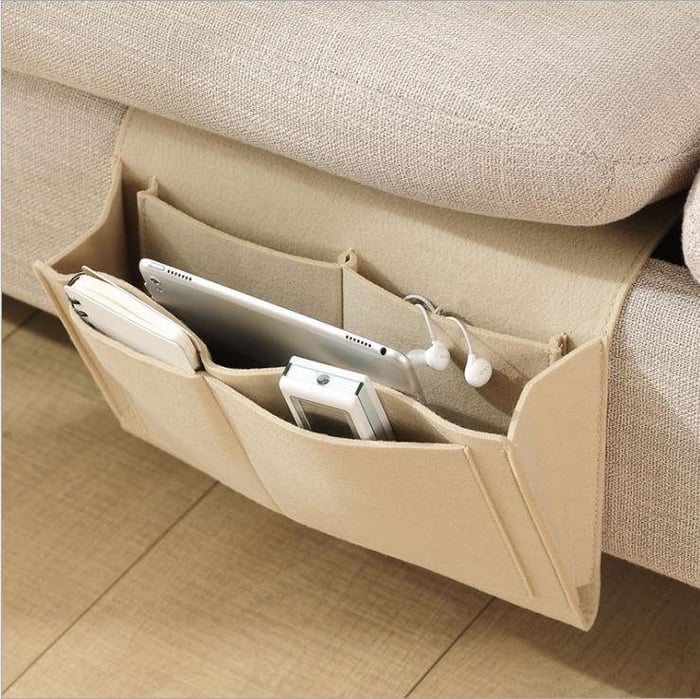 🛏️Bedside Hanging Storage Bag‑Multi‑Pocket Bed Caddy Organizer, Felt Hanging Pouch for Dorm Bunk Bed Hold Tablet Book Phone Stationery