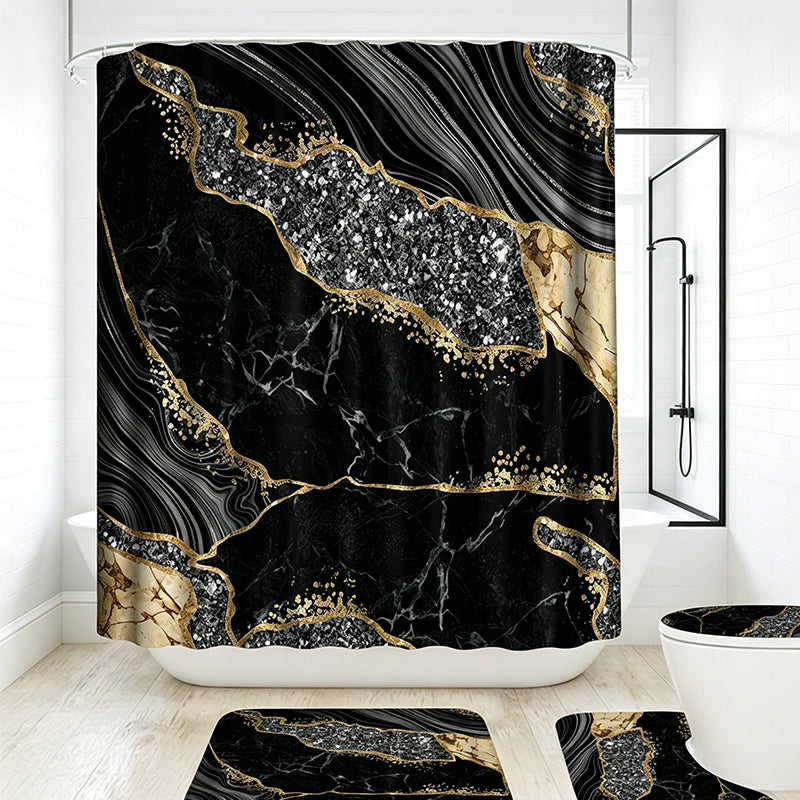 Elegant Marble Pattern Bathroom Shower Curtain