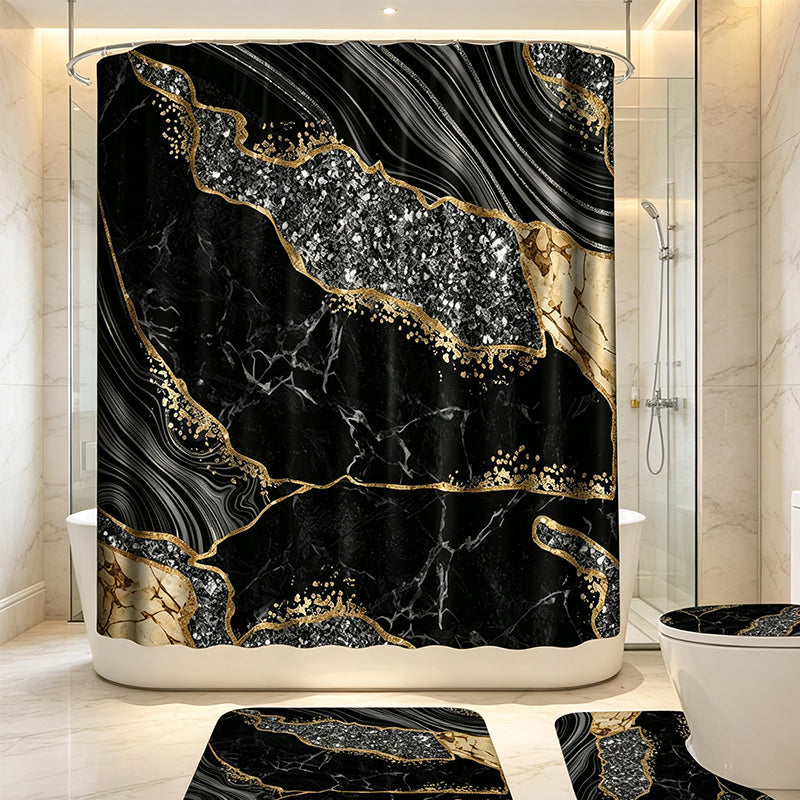 Elegant Marble Pattern Bathroom Shower Curtain