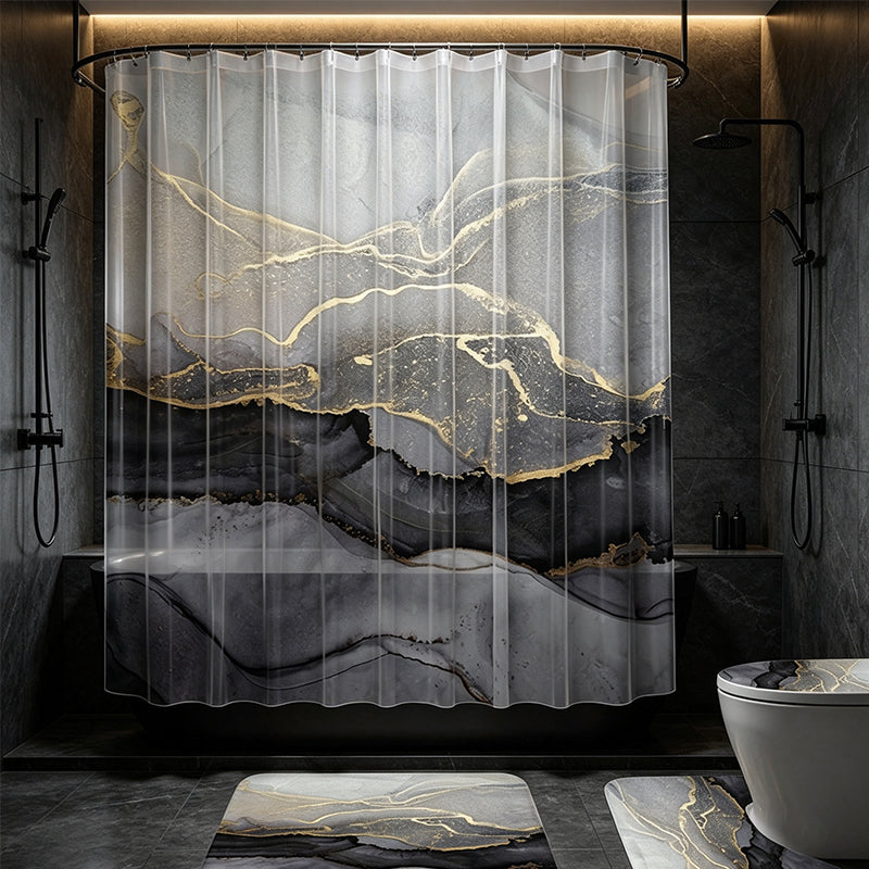 Elegant Marble Pattern Bathroom Shower Curtain