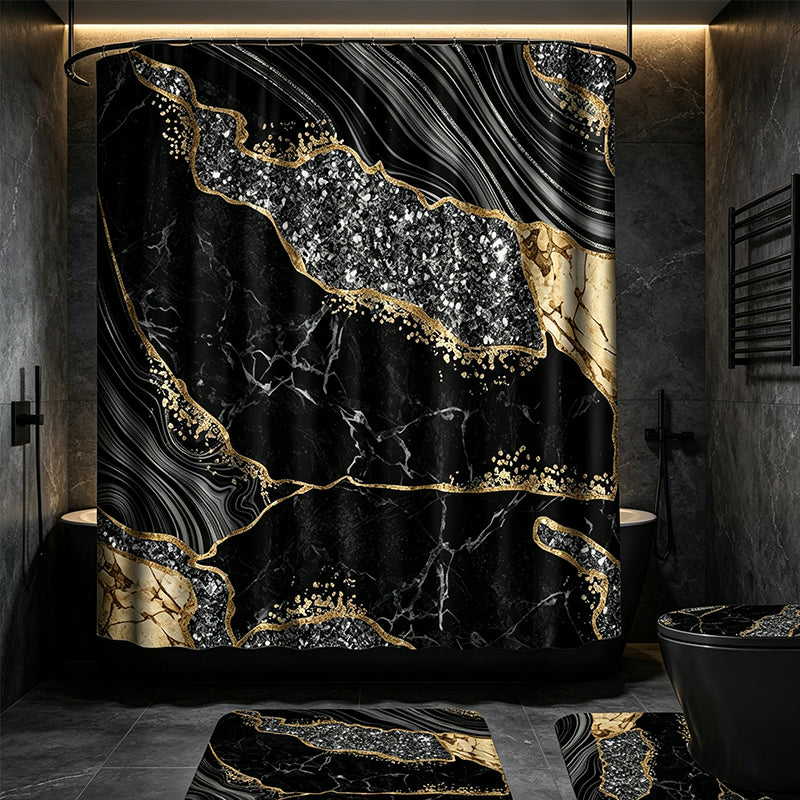 Elegant Marble Pattern Bathroom Shower Curtain