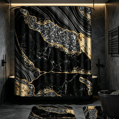 Elegant Marble Pattern Bathroom Shower Curtain