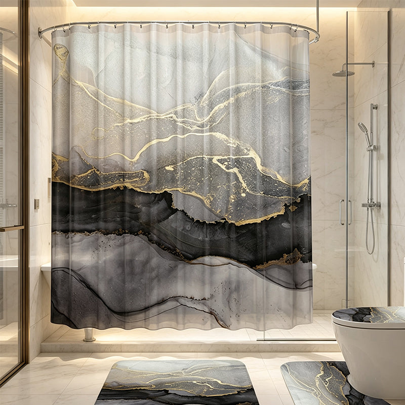 Elegant Marble Pattern Bathroom Shower Curtain
