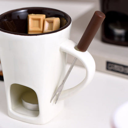 🥳2026 HOT SALE🥳💞50K+ SOLD! 🍫🕯️ 50% OFF! Ceramic Chocolate Fondue Mug – tealight warming keeps chocolate & cheese melted, includes dipping fork. Fun for dates & Christmas gatherings! 🎄💚