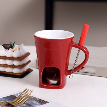 🥳2026 HOT SALE🥳💞50K+ SOLD! 🍫🕯️ 50% OFF! Ceramic Chocolate Fondue Mug – tealight warming keeps chocolate & cheese melted, includes dipping fork. Fun for dates & Christmas gatherings! 🎄💚