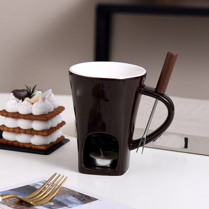 🥳2026 HOT SALE🥳💞50K+ SOLD! 🍫🕯️ 50% OFF! Ceramic Chocolate Fondue Mug – tealight warming keeps chocolate & cheese melted, includes dipping fork. Fun for dates & Christmas gatherings! 🎄💚