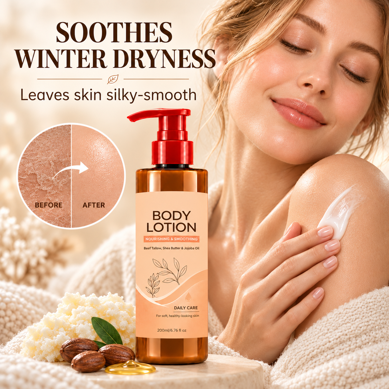 🔥 Sale now on! Hydrating daily body lotion – lightweight, fast-absorbing, all skin types. 🧴💧