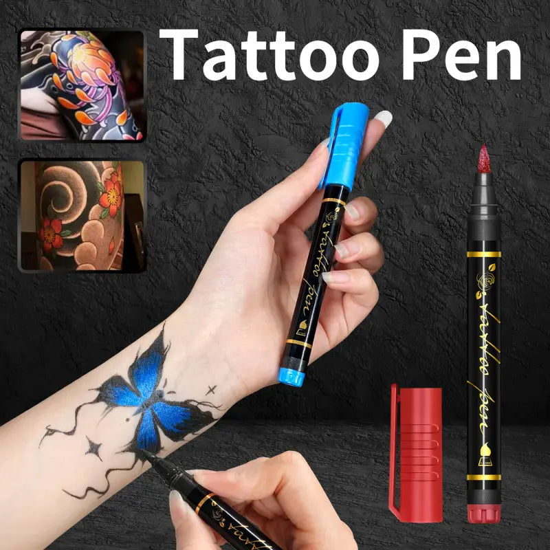 🎁🔥Last day sale 50% OFF🔥Cosmetic Grade Temporary Tattoo Markers for Skin, 10/15 Vibrant Colors Flexible Brush Tip Pens,, High Detail, Face Makeup Halloween, None Toxic, Office Stationery Writing Tool 2