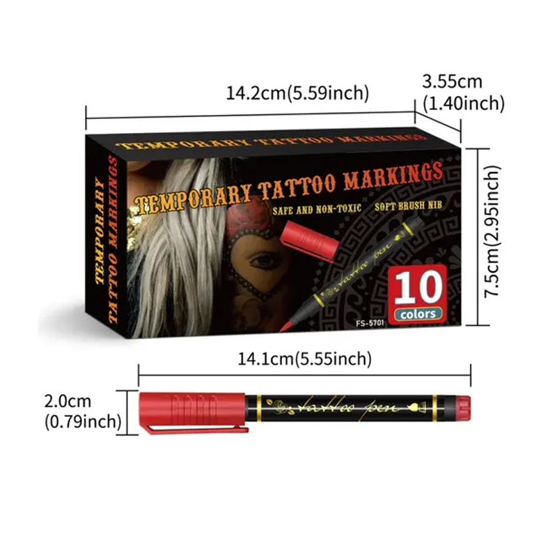 🎁🔥Last day sale 50% OFF🔥Cosmetic Grade Temporary Tattoo Markers for Skin, 10/15 Vibrant Colors Flexible Brush Tip Pens,, High Detail, Face Makeup Halloween, None Toxic, Office Stationery Writing Tool 2