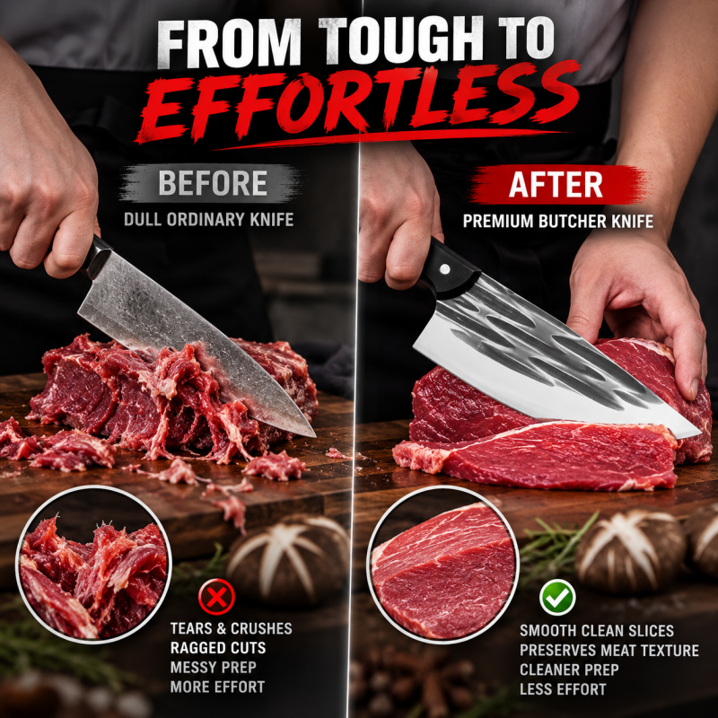📢📢Hot Deal!!⏰50% Off for a Limited Time! A masterpiece by a master blacksmith, designed specifically for cutting hard objects.Ultra-Sharp Kitchen Butcher Knife