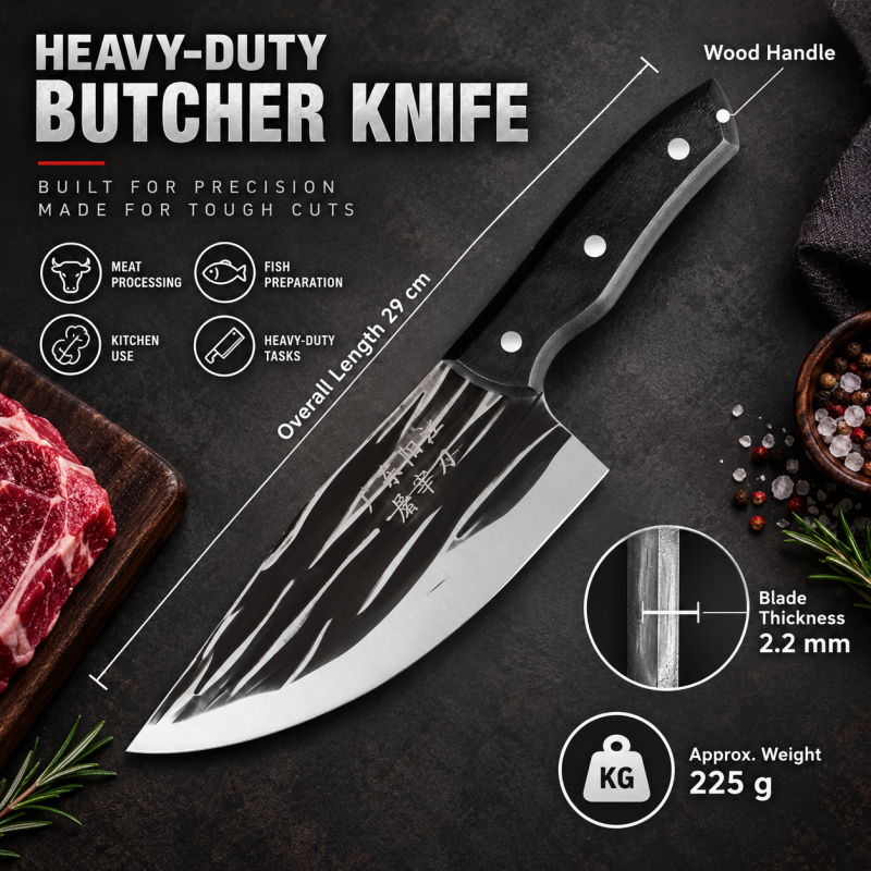 📢📢Hot Deal!!⏰50% Off for a Limited Time! A masterpiece by a master blacksmith, designed specifically for cutting hard objects.Ultra-Sharp Kitchen Butcher Knife