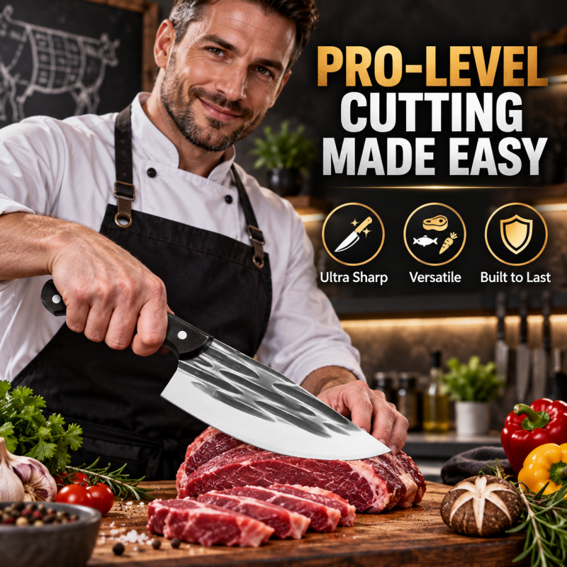 📢📢Hot Deal!!⏰50% Off for a Limited Time! A masterpiece by a master blacksmith, designed specifically for cutting hard objects.Ultra-Sharp Kitchen Butcher Knife
