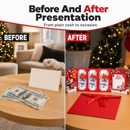 🎄 50% OFF! ✨ Festive Cash Gift Card Holder – Multi-Slot Organization, Holiday Notes Space & Ribbon Envelope – Turn Cash into a Thoughtful Christmas Gift 💌