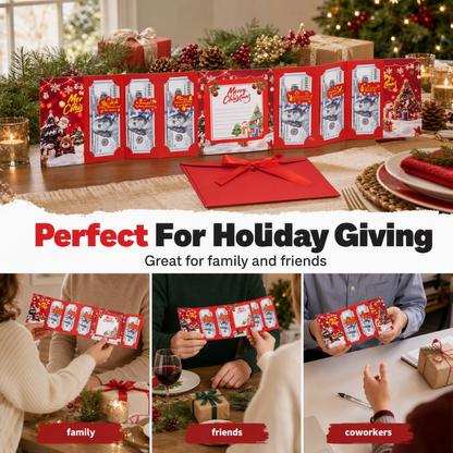 🎄 50% OFF! ✨ Festive Cash Gift Card Holder – Multi-Slot Organization, Holiday Notes Space & Ribbon Envelope – Turn Cash into a Thoughtful Christmas Gift 💌