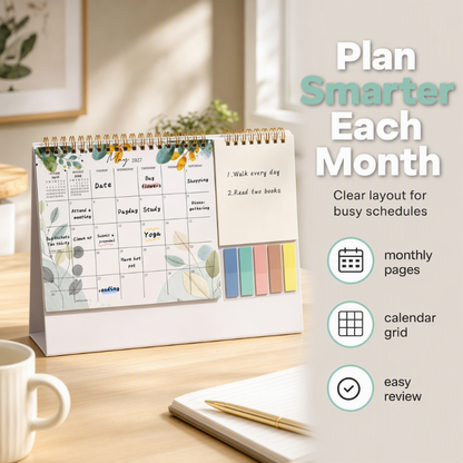 2027 Creative Desk Calendar with Sticky Notes